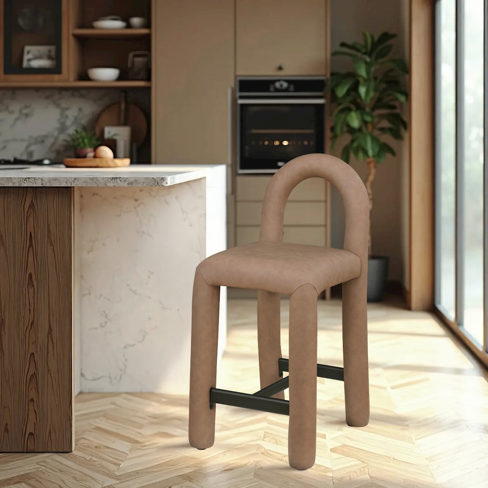 Amari Brown Vegan Leather Stool
