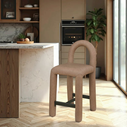 Amari Brown Vegan Leather Stool