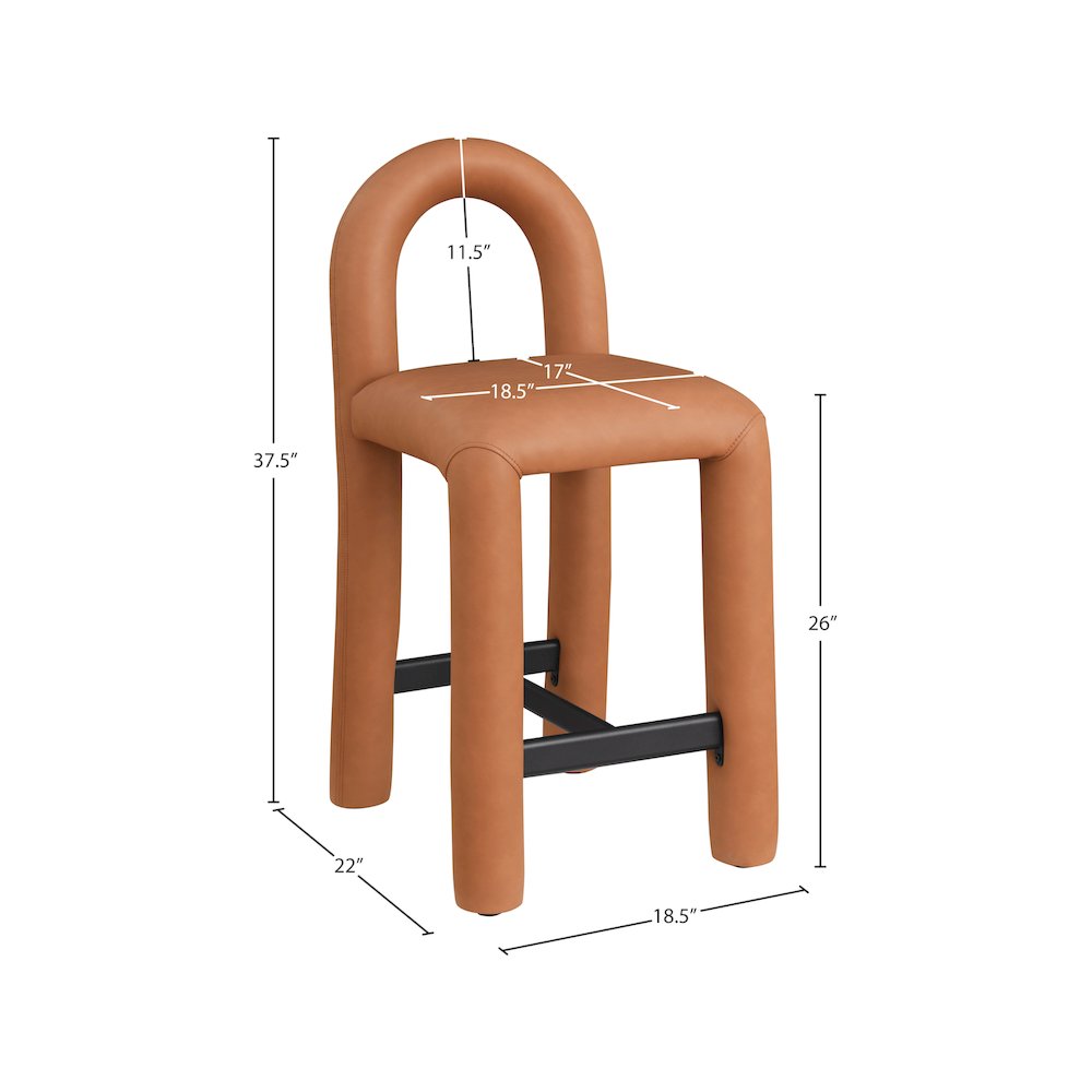 Amari Cognac Vegan Leather Stool