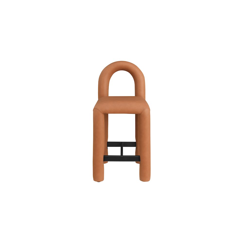Amari Cognac Vegan Leather Stool