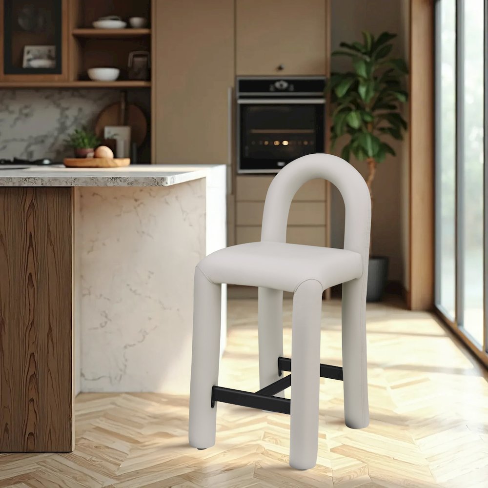 Amari Taupe Vegan Leather Stool