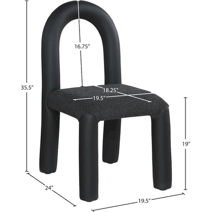 Amari Black Vegan Leather and Boucle Fabric Dining Chair, Set of 2