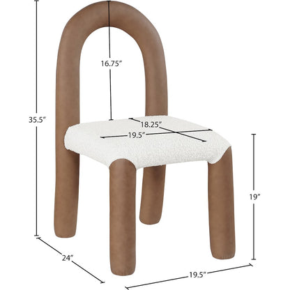 Amari Brown Vegan Leather and Boucle Fabric Dining Chair, Set of 2