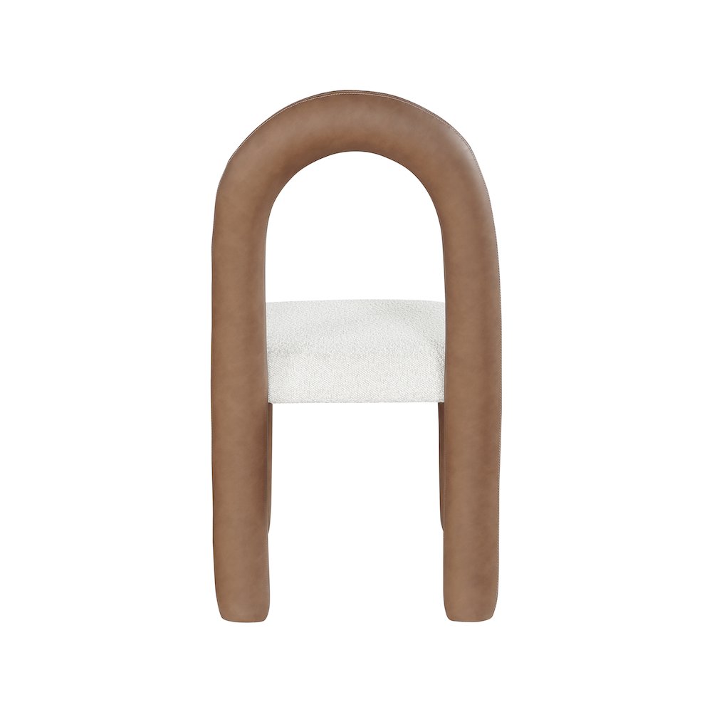 Amari Brown Vegan Leather and Boucle Fabric Dining Chair, Set of 2