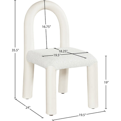 Amari Cream Vegan Leather and Boucle Fabric Dining Chair, Set of 2