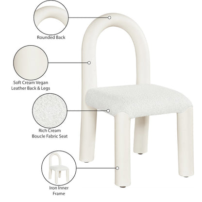Amari Cream Vegan Leather and Boucle Fabric Dining Chair, Set of 2