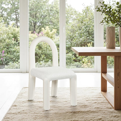 Amari Cream Vegan Leather and Boucle Fabric Dining Chair, Set of 2