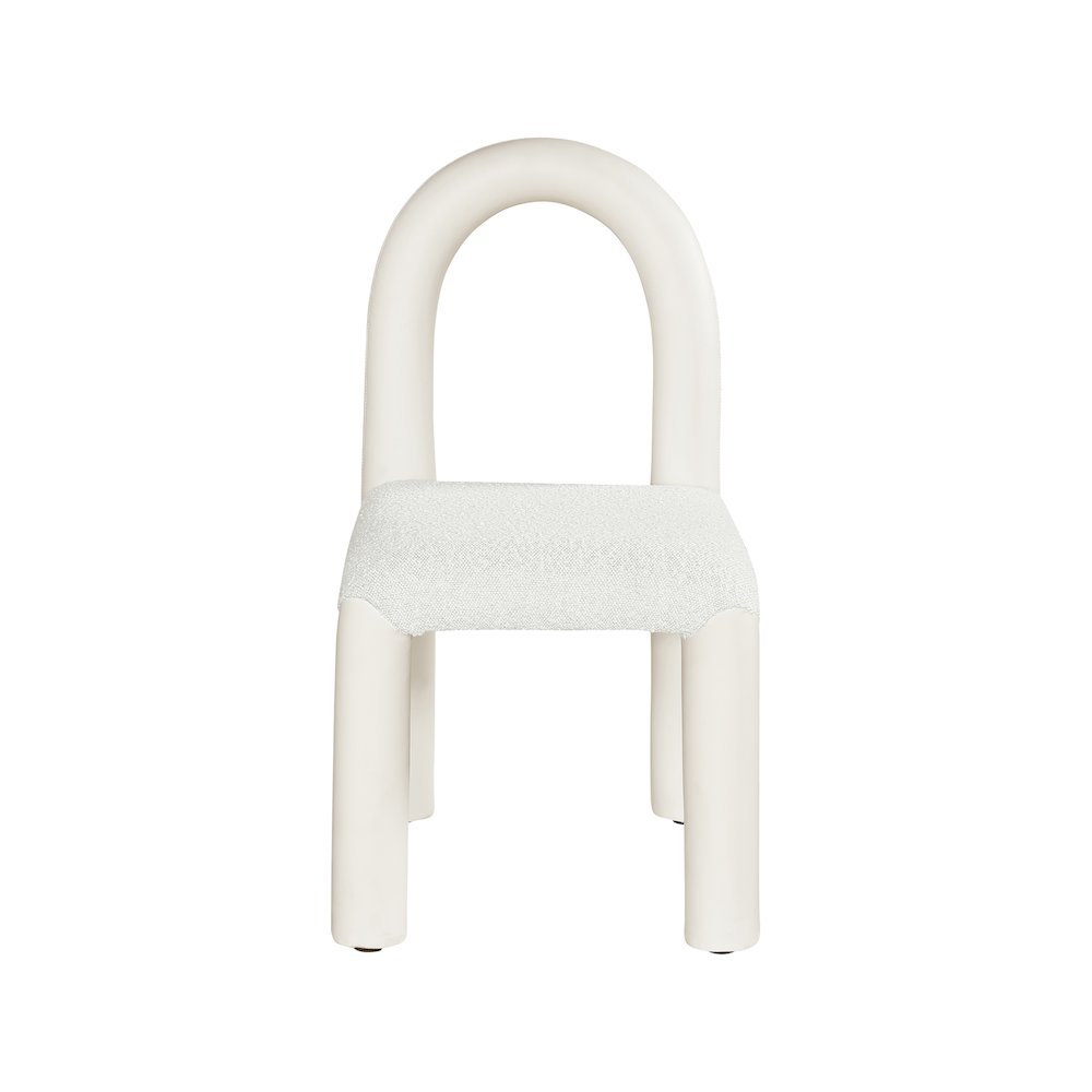 Amari Cream Vegan Leather and Boucle Fabric Dining Chair, Set of 2