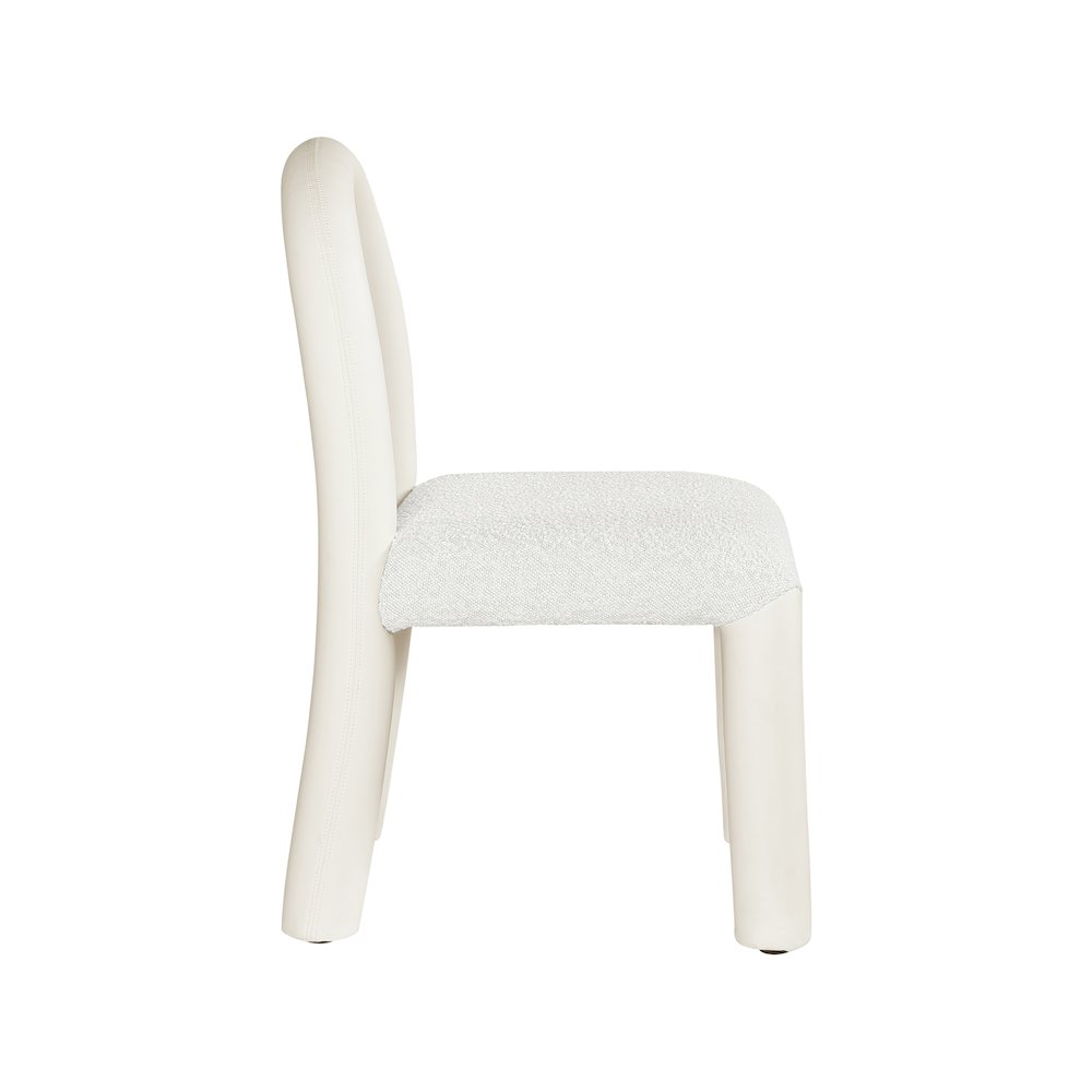 Amari Cream Vegan Leather and Boucle Fabric Dining Chair, Set of 2