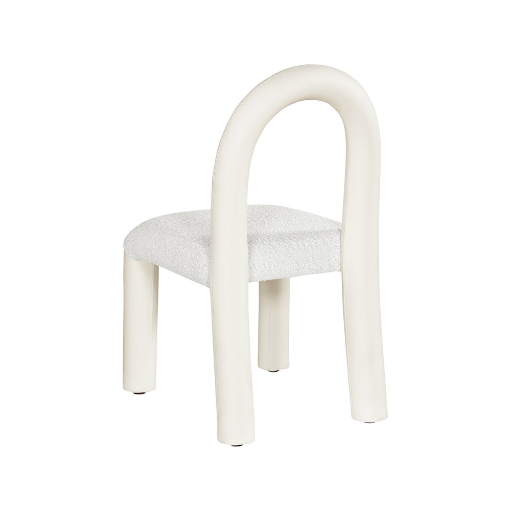 Amari Cream Vegan Leather and Boucle Fabric Dining Chair, Set of 2