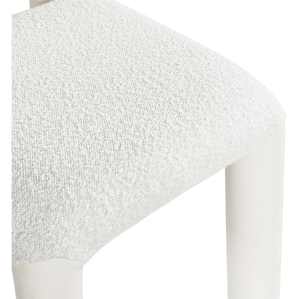 Amari Cream Vegan Leather and Boucle Fabric Dining Chair, Set of 2
