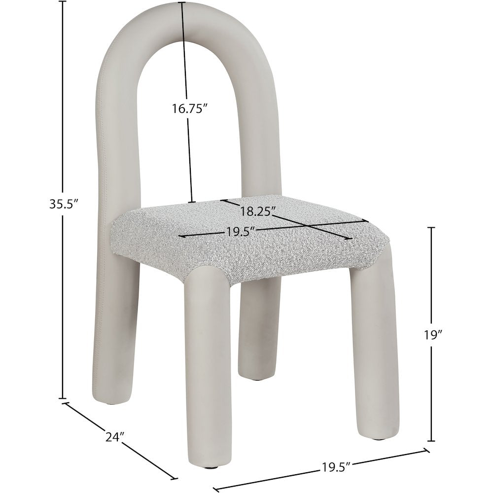 Amari Taupe Vegan Leather and Boucle Fabric Dining Chair, Set of 2