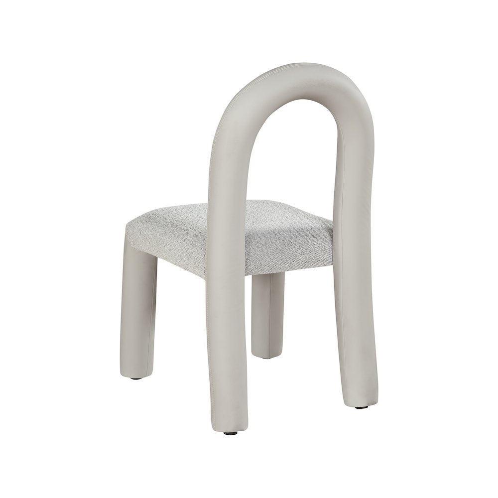 Amari Taupe Vegan Leather and Boucle Fabric Dining Chair, Set of 2