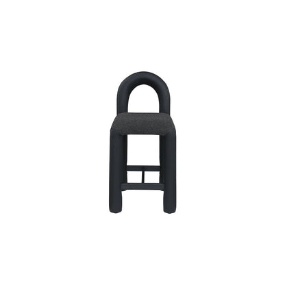 Amari Black Vegan Leather and Boucle Fabric Stool