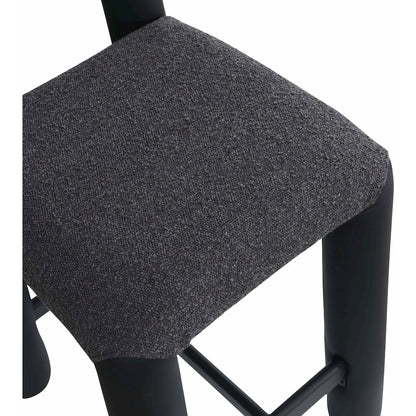 Amari Black Vegan Leather and Boucle Fabric Stool