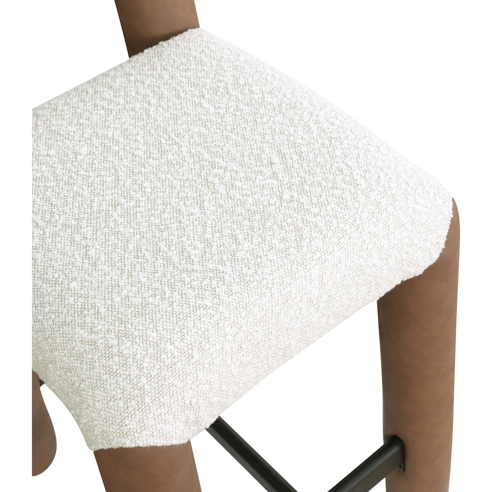 Amari Brown Vegan Leather and Boucle Fabric Stool