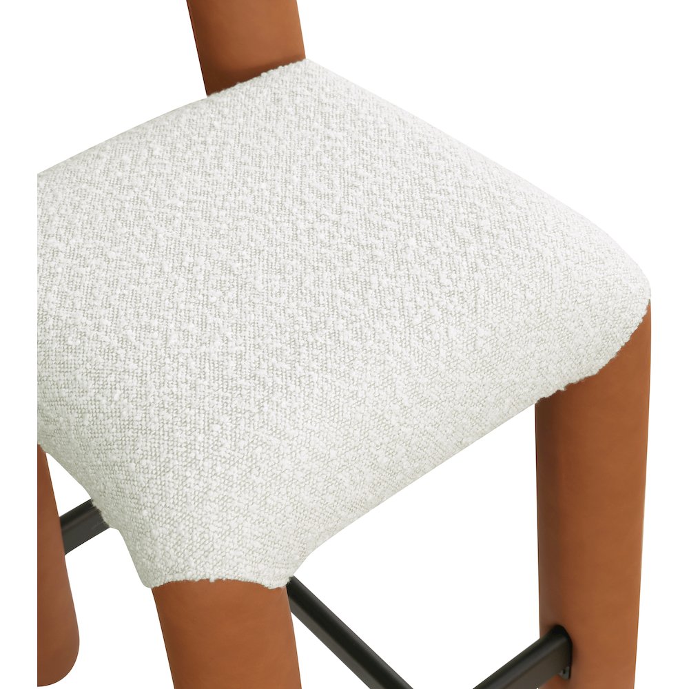 Amari Cognac Vegan Leather and Boucle Fabric Stool