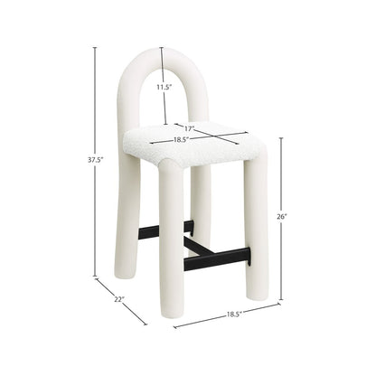 Amari Cream Vegan Leather and Boucle Fabric Stool