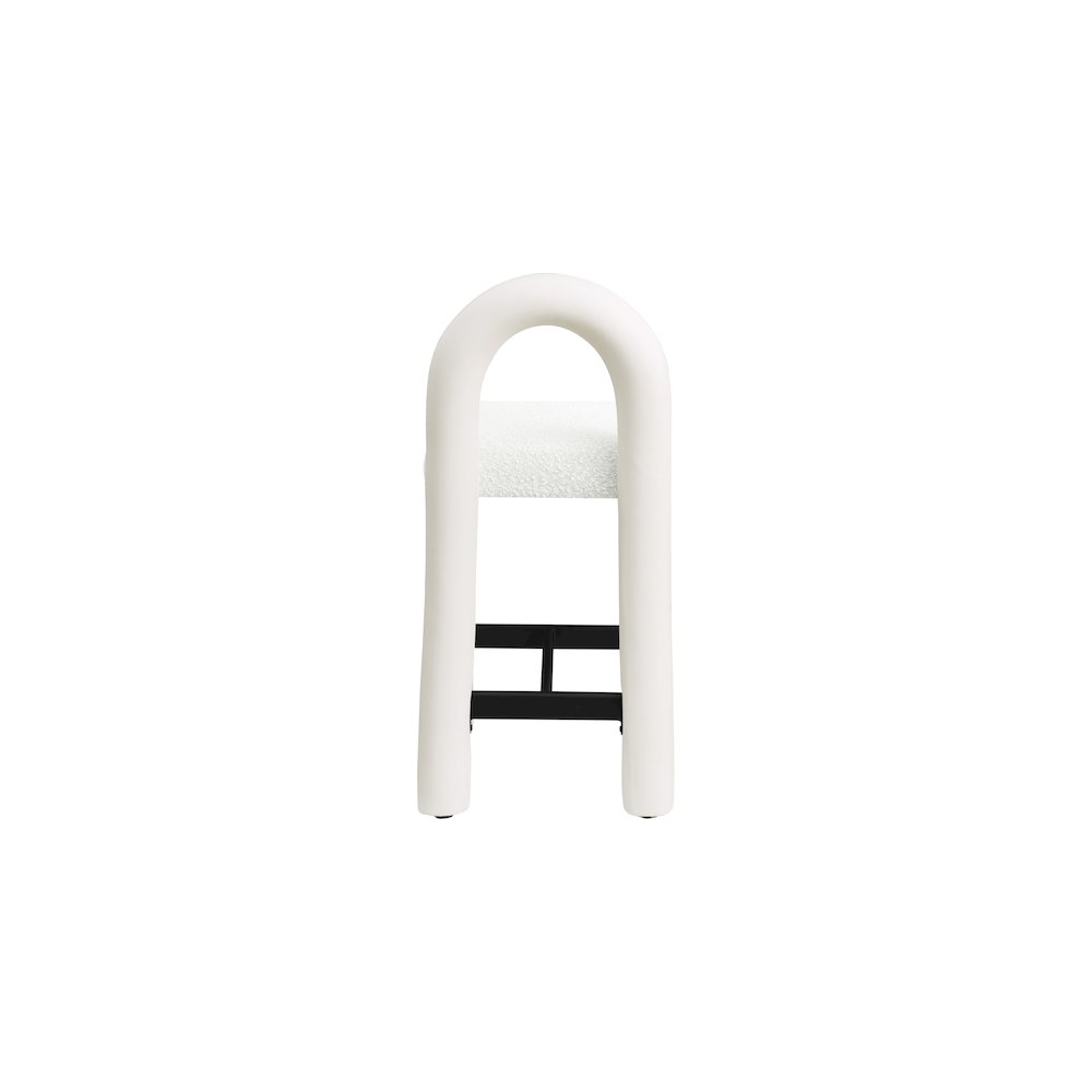 Amari Cream Vegan Leather and Boucle Fabric Stool