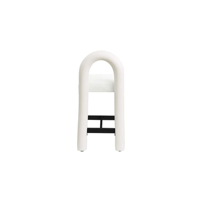 Amari Cream Vegan Leather and Boucle Fabric Stool