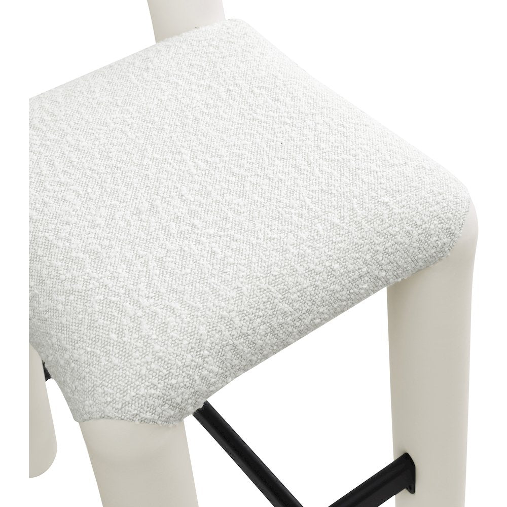 Amari Cream Vegan Leather and Boucle Fabric Stool