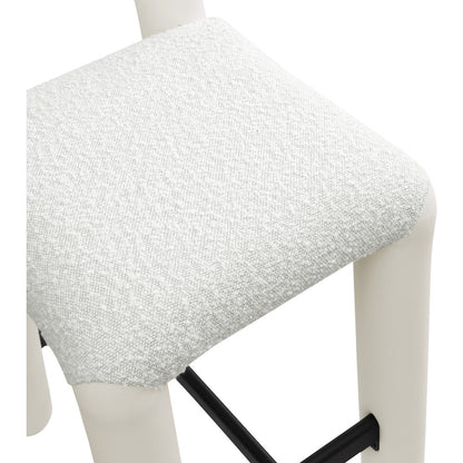 Amari Cream Vegan Leather and Boucle Fabric Stool