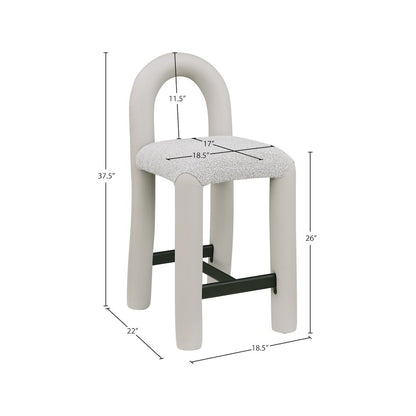 Amari Taupe Vegan Leather and Boucle Fabric Stool