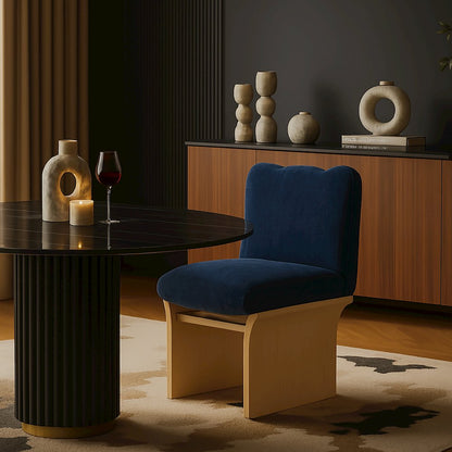Shaw Navy Chenille Fabric Upholstered Dining Chair