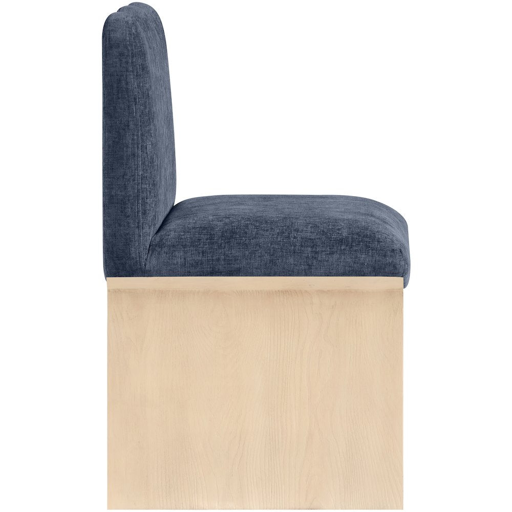 Shaw Navy Chenille Fabric Upholstered Dining Chair