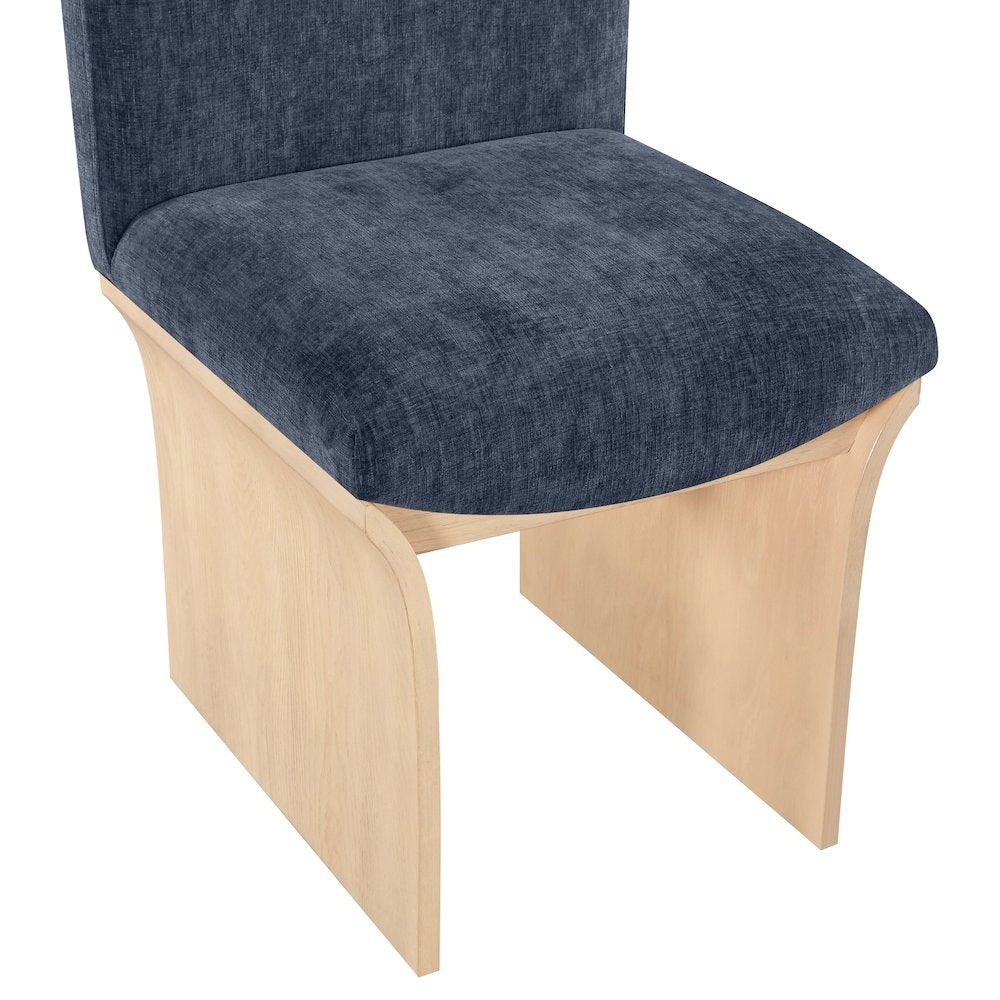Shaw Navy Chenille Fabric Upholstered Dining Chair