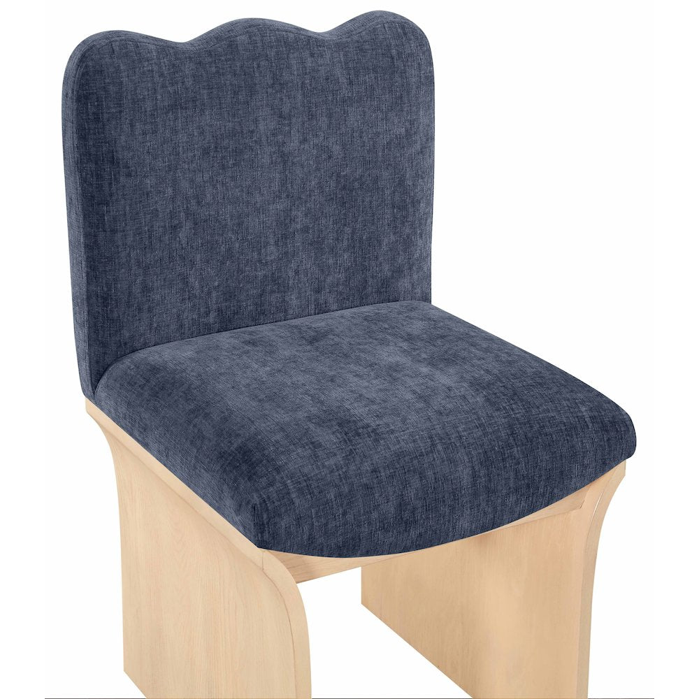 Shaw Navy Chenille Fabric Upholstered Dining Chair