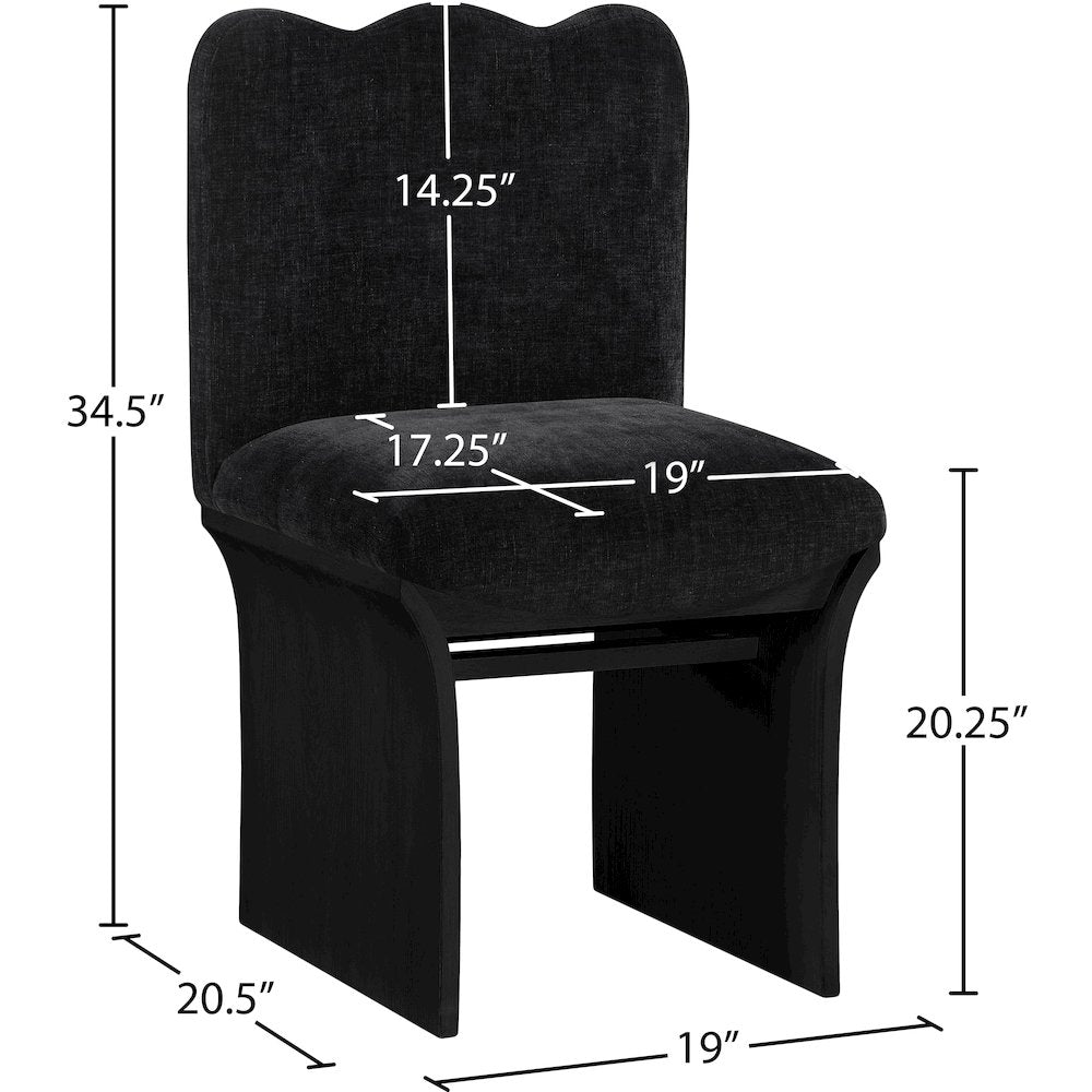 Shaw Black Chenille Fabric Upholstered Dining Chair