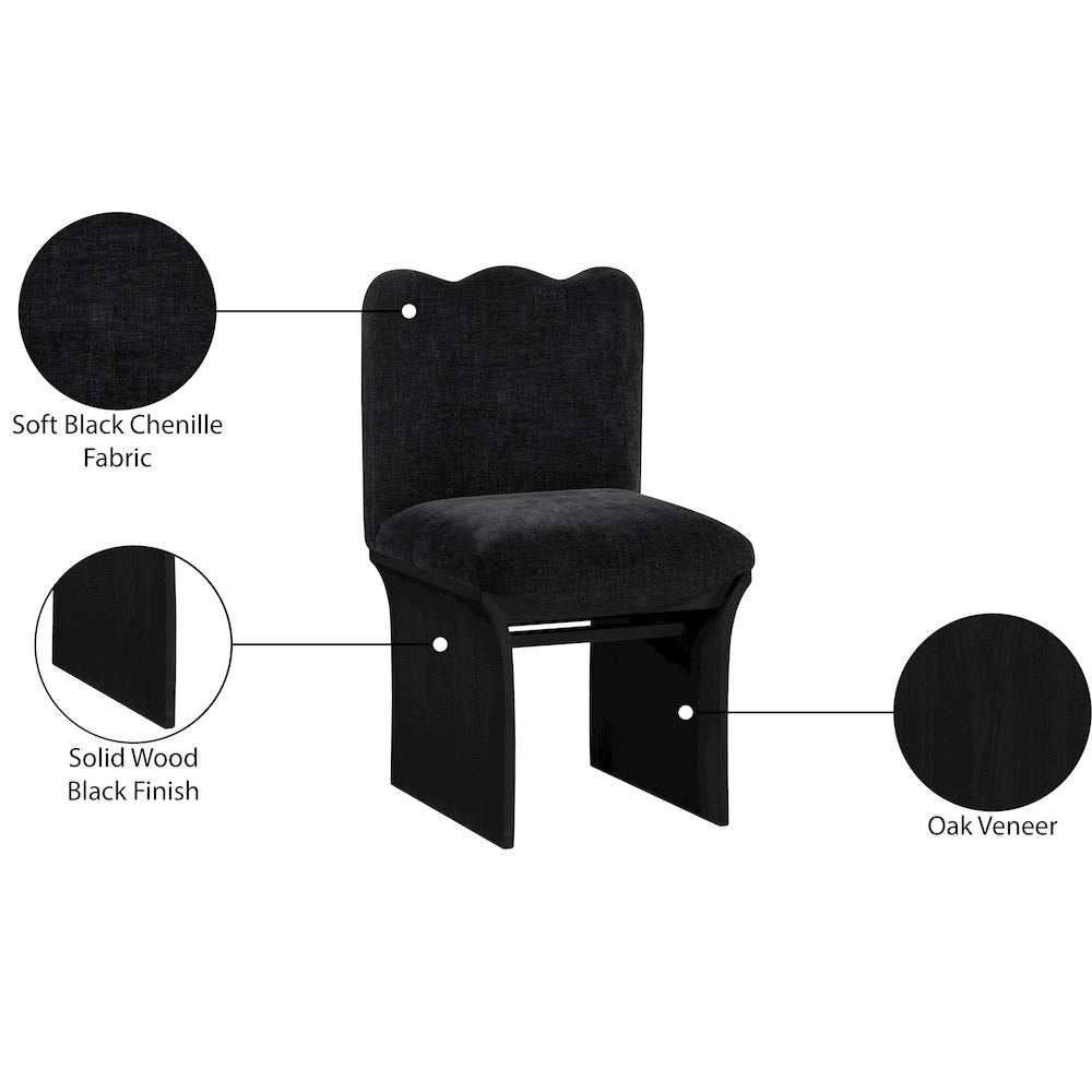 Shaw Black Chenille Fabric Upholstered Dining Chair