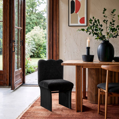 Shaw Black Chenille Fabric Upholstered Dining Chair
