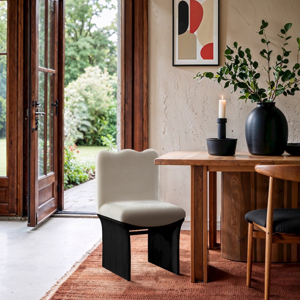 Shaw Cream Chenille Fabric Upholstered Dining Chair