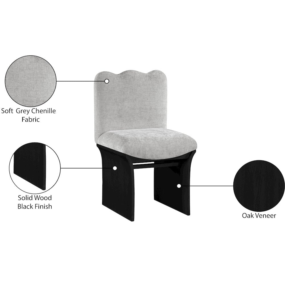 Shaw Grey Chenille Fabric Upholstered Dining Chair