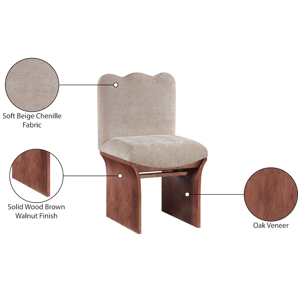 Shaw Beige Chenille Fabric Upholstered Dining Chair