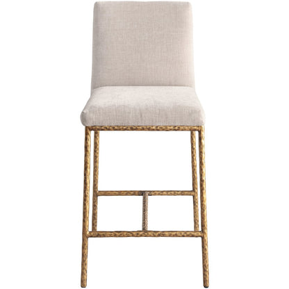 Reeves Beige Chenille Fabric Upholstered Counter Stool, Set of 2