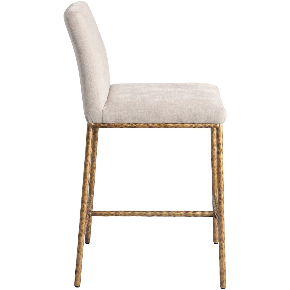 Reeves Beige Chenille Fabric Upholstered Counter Stool, Set of 2