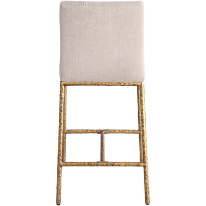 Reeves Beige Chenille Fabric Upholstered Counter Stool, Set of 2