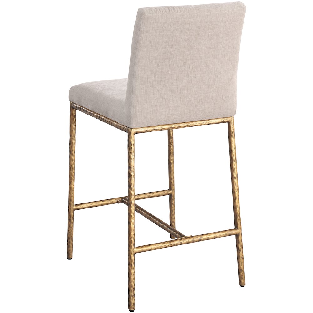 Reeves Beige Chenille Fabric Upholstered Counter Stool, Set of 2