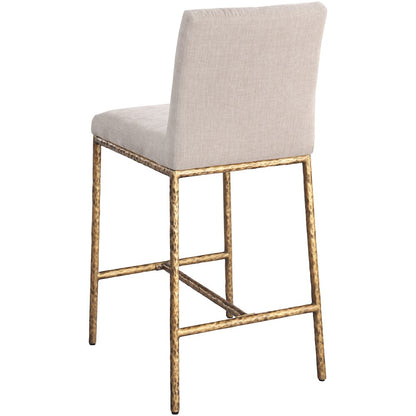 Reeves Beige Chenille Fabric Upholstered Counter Stool, Set of 2