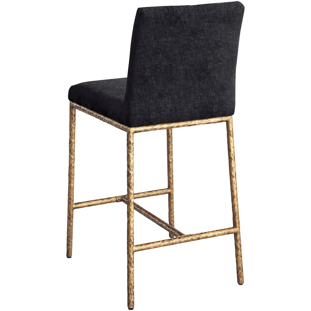 Reeves Black Chenille Fabric Upholstered Counter Stool, Set of 2