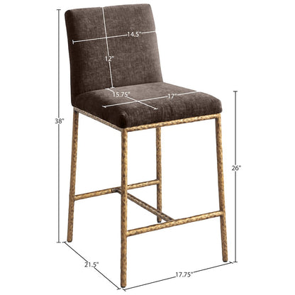 Reeves Brown Chenille Fabric Upholstered Counter Stool, Set of 2