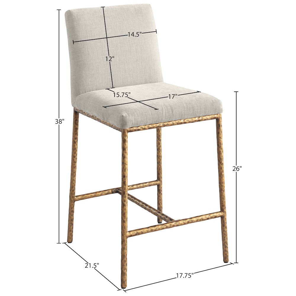 Reeves Cream Chenille Fabric Upholstered Counter Stool, Set of 2
