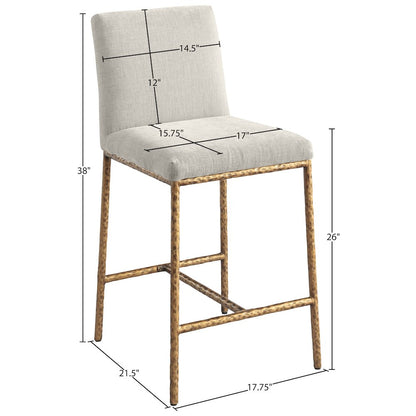 Reeves Cream Chenille Fabric Upholstered Counter Stool, Set of 2