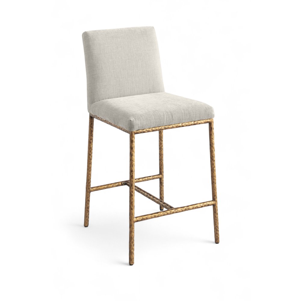 Reeves Cream Chenille Fabric Upholstered Counter Stool, Set of 2