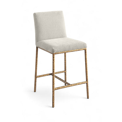 Reeves Cream Chenille Fabric Upholstered Counter Stool, Set of 2