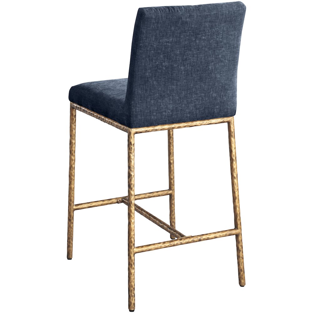 Reeves Navy Chenille Fabric Upholstered Counter Stool, Set of 2