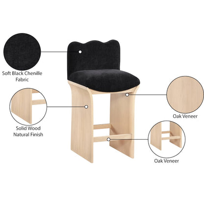 Shaw Black Chenille Fabric Upholstered Counter Stool